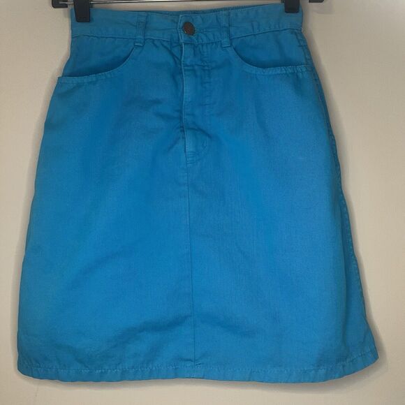 Vintage Jean St Tropez Blue Mini Skirt With Pockets Size 5 - Picture 1 of 7